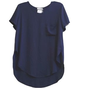 Lush Navy Blue Short Sleeve Blouse Top Size Small NWT NEW